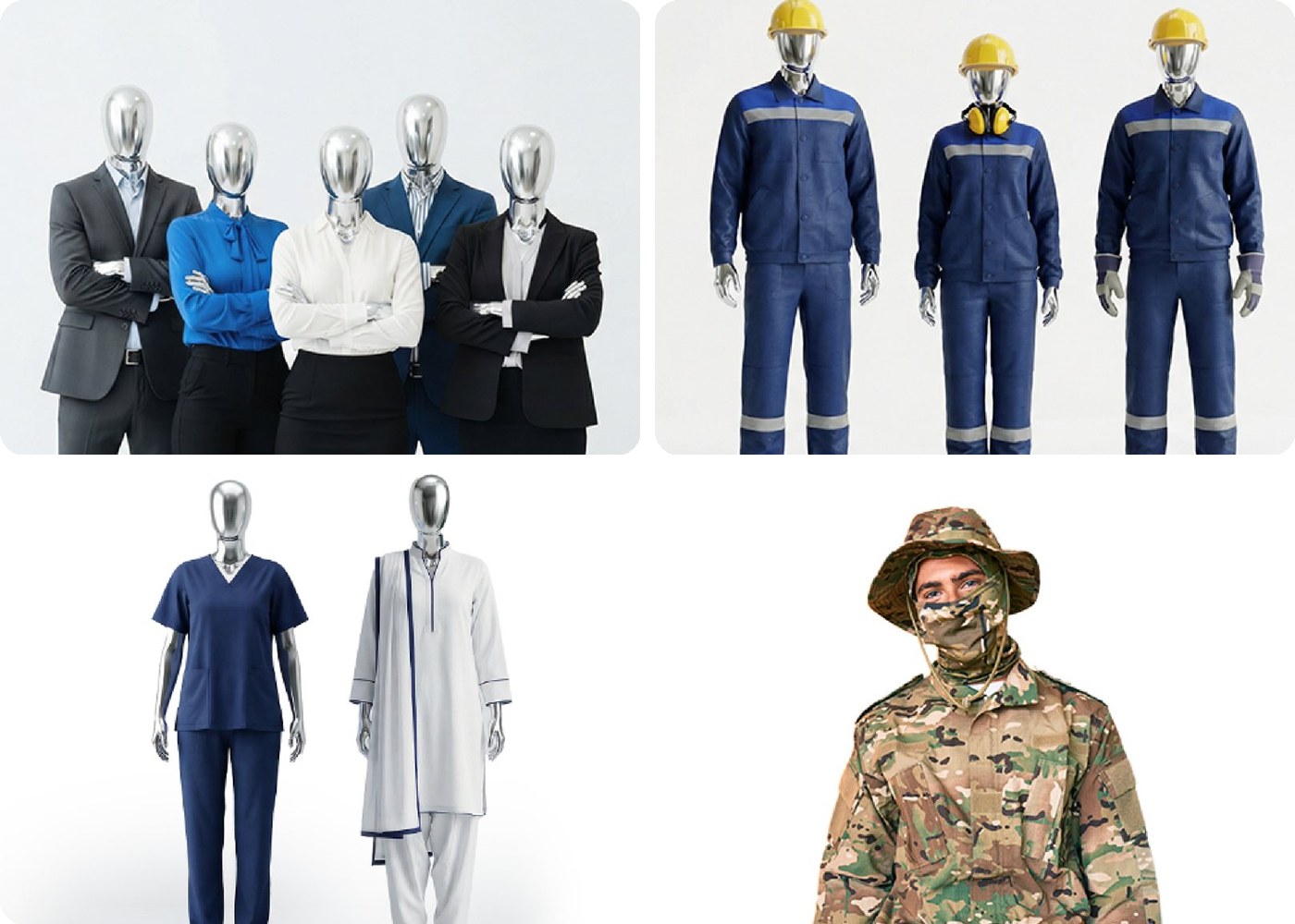 Harmain Enterprises uniform range: corporate, industrial, healthcare and military
